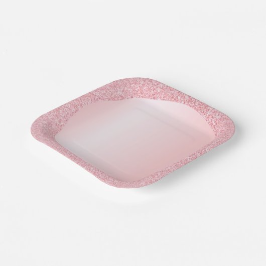 Rosa Rose Gold Glitzer Trendform Template Pappteller (Gewinkelt)