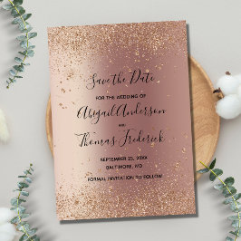 Rosa Rose Gold Glitzer Trendy Save the Date