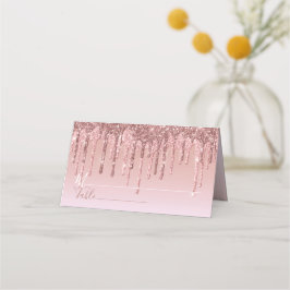 Rosa Rose Gold Glitzer Tropfen Elegant Personalisi Platzkarte