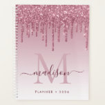 Rosa Rose Gold Glitzer Tropfen Girl Monogram Planer<br><div class="desc">Modern Glam Blush Pink Rose Gold Glitzer Tropfen Girly Luxury Monogram Script Name 2021 Planer</div>