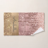 Rosa Rose Gold Glitzer Tropfen Gold Srips Name Handtuch (Handtuch)