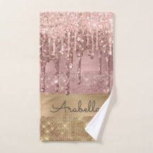 Rosa Rose Gold Glitzer Tropfen Gold Srips Name