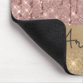 Rosa Rose Gold Glitzer Tropfen Individuelle Name Mousepad (Ecke)