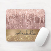 Rosa Rose Gold Glitzer Tropfen Individuelle Name Mousepad (Mit Mouse)