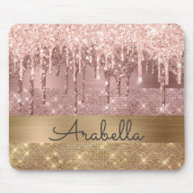 Rosa Rose Gold Glitzer Tropfen Individuelle Name