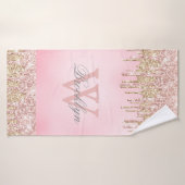 Rosa Rose Gold Glitzer Tropfen Mit Monogramm Badehandtuch (Badehandtuch)
