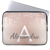 Rosa Rose Gold Glitzer Tropfen Monogram Laptopschutzhülle (Vorderseite)