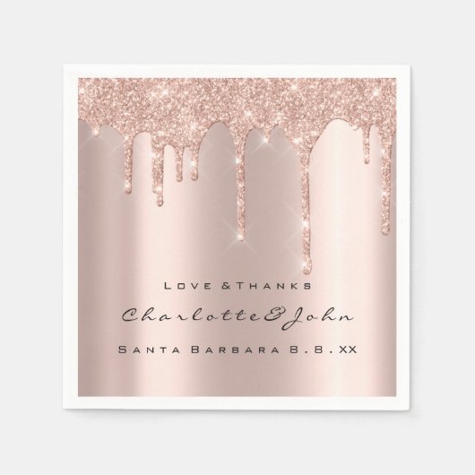 Rosa Rose Gold Glitzer Tropfen Spark Wedding Brida Serviette (Vorderseite)