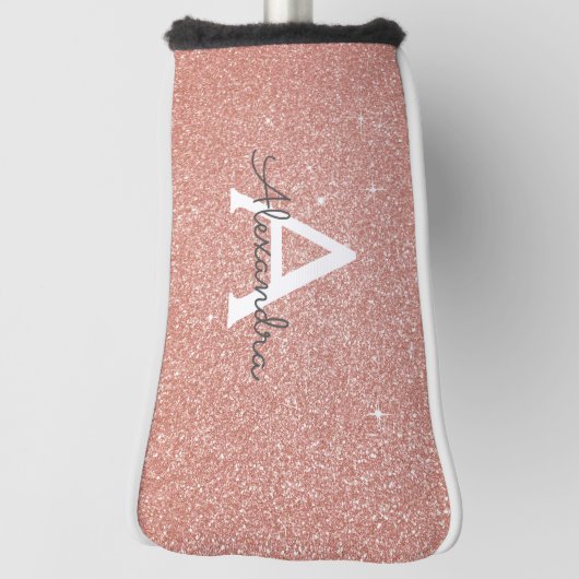 Rosa Rose Gold Glitzer und Monogramm-Name Golf Headcover (Rotieren 90)