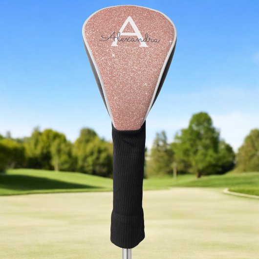 Rosa Rose Gold Glitzer und Monogramm-Name Golf Headcover