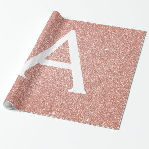 Rosa Rose Gold Glitzer und Sparkle Monogramm Geschenkpapier