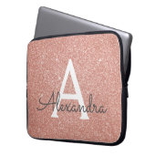 Rosa Rose Gold Glitzer und Sparkle Monogramm Laptopschutzhülle (Vorderseite Links)