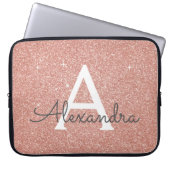 Rosa Rose Gold Glitzer und Sparkle Monogramm Laptopschutzhülle (Vorderseite)
