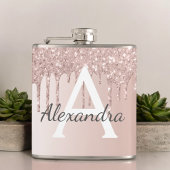 Rosa Rose Gold Glitzer und Sparklogramm Flachmann