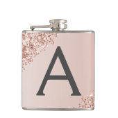 Rosa Rose Gold Glitzer und Sparklogramm Flachmann (Vorderseite)