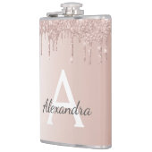 Rosa Rose Gold Glitzer und Sparklogramm Flachmann (Links)