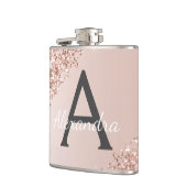 Rosa Rose Gold Glitzer und Sparklogramm Flachmann (Links)