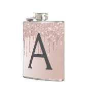 Rosa Rose Gold Glitzer und Sparklogramm Flachmann (Links)