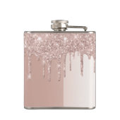 Rosa Rose Gold Glitzer und Sparklogramm Flachmann (Rückseite)