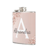 Rosa Rose Gold Glitzer und Sparklogramm Flachmann (Links)