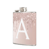 Rosa Rose Gold Glitzer und Sparklogramm Flachmann (Links)