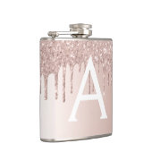 Rosa Rose Gold Glitzer und Sparklogramm Flachmann (Rechts)