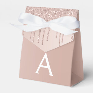 Rosa Rose Gold Glitzer und Sparkone Monogramm Geschenkschachtel