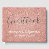 Rosa Rose Gold Glitzer Wedding Guest Book Gästebuch (Vorderseite)