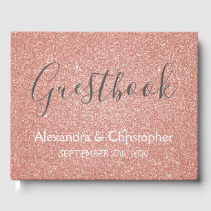 Rosa Rose Gold Glitzer Wedding Guest Book Gästebuch