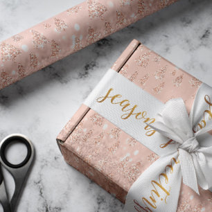 Rosa Rose Gold Glitzer Weihnachtsbaum Feiertage Geschenkpapier