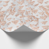 Rosa Rose Gold Glitzer Weihnachtsbaum Marmor Weiß Geschenkpapier (Ecke)