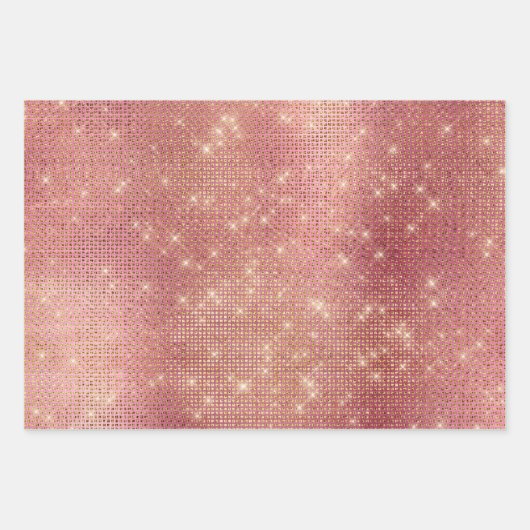 Rosa Rose Gold Glitzy Chic Glam Sparkone Geschenkpapier Set (Vorderseite 3)