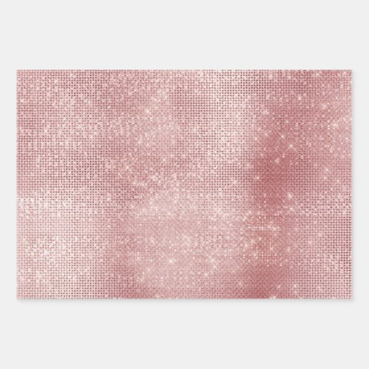 Rosa Rose Gold Glitzy Chic Glam Sparkone Geschenkpapier Set (Vorderseite)