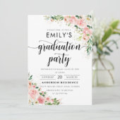 Rosa Rose Gold Graduation Party Einladung. Einladung (Stehend Vorderseite)