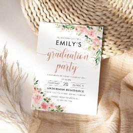 Rosa-Rose-Gold-Graduiertenparty - Einladung