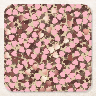 Rosa Rose Gold Hearts Camouflage Untersetzer Set