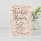 Rosa Rose Gold Herz Bridal Dusche Einladungen (Stehend Vorderseite)