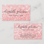 Rosa Rose Gold Holographic Glitzer Elegantes Skrip Visitenkarte (Vorne/Hinten)