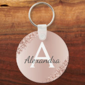 Rosa Rose Gold Imitat Edelstahl Monogramm Schlüsselanhänger (Vorderseite)