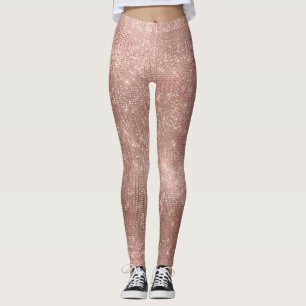 Rosa Rose Gold Imitat Pinselstrich Metallische Dia Leggings