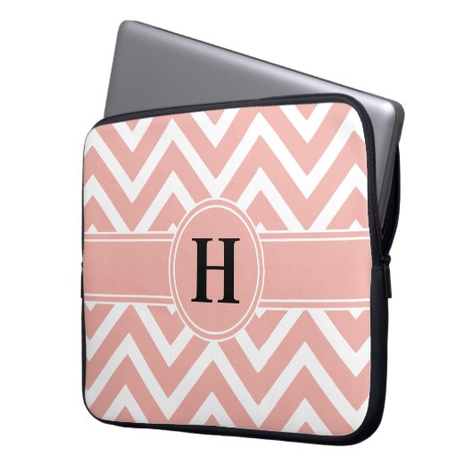 Rosa Rose Gold Imitate Fohlen Zickzack Monogramm Laptopschutzhülle (Vorderseite Links)