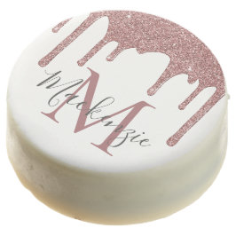 Rosa Rose Gold Imitate Glitzer Tropfen Monogramm