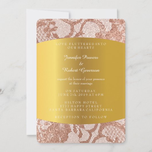 Rosa Rose Gold Imitate Hochzeit königliche Einladu Einladung (Vorderseite)