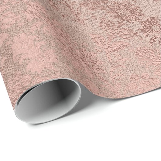 Rosa Rose Gold Imitate Powal Bloral Royal Geschenkpapier (Rolleneckpunkt)