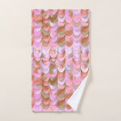 Rosa Rose Gold Iridescent Meerjungfrau Scales Glit Badhandtuch Set (Handtuch)