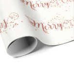 Rosa Rose Gold Ivory White Frohe Weihnachtsschrift Geschenkpapier<br><div class="desc">Glam Modern Wrap - bordeauxfarbene Marontextur mit metallischen Imitaten Rose Gold Frohe Weihnachtsschrift</div>