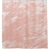 Rosa Rose Gold Korallen Peach Molten Marmor Weiß Duschvorhang (Vorderseite)