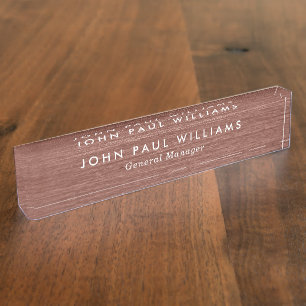 Rosa Rose Gold Kupfer Bürstenmetall Elegant Modern Namensplakette