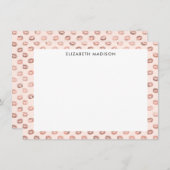 Rosa Rose Gold Kupfer Kiss Lipstick Mitteilungskarte (Vorne/Hinten)