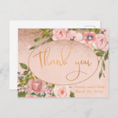 Rosa Rose Gold Kupfer Vielen Dank für Ihre Hochzei Postkarte (Vorne/Hinten)